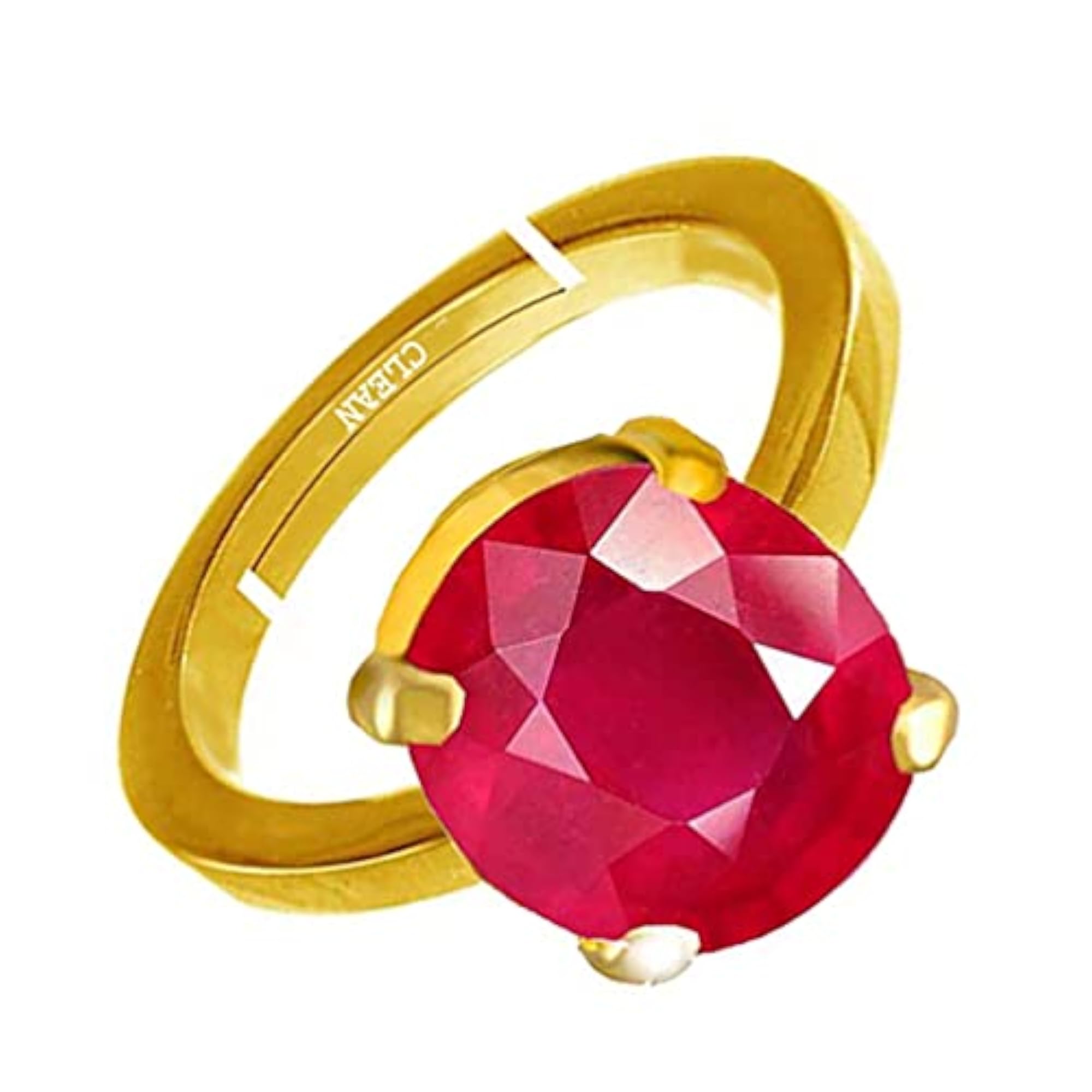 Unisex Ruby Manik Adjustable Ring, 5.25 Ratti Gold Plated